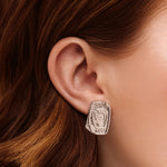 silver textured stud earrings