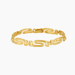 Gold chain bracelet with textured oval links and clasp, designed for women seeking a timeless statement bracelet for everyday wear, layering, and long-lasting quality.