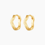 dainty textured wavy gold hoops