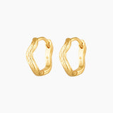 dainty textured wavy gold hoops