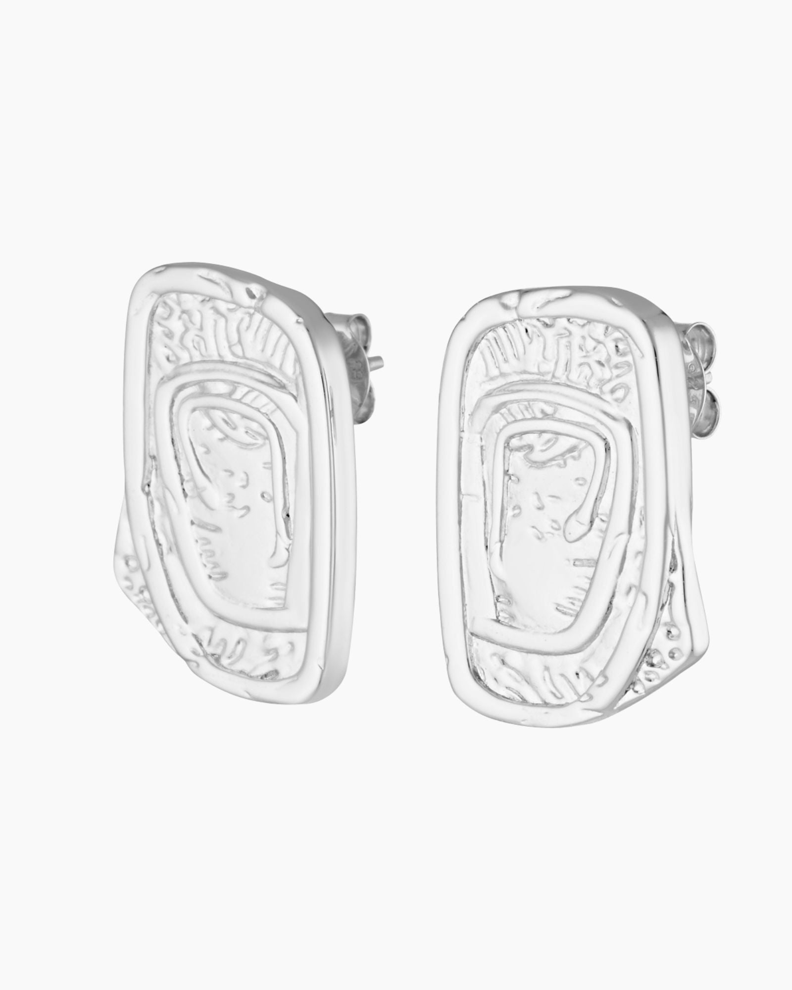 silver textured statement stud earrings 