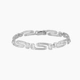 Product image of a silver textured chain bracelet with adjustable links and secure clasp, designed for women seeking a minimalist sterling silver bracelet for everyday wear and stacking.