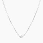 Silver Sofia Necklace featuring a dainty cubic zirconia pendant on a thin rolo chain.