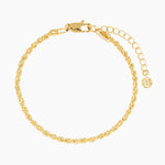 A gold-filled bracelet with a chain rope design, featuring a lobster clasp mechanism.