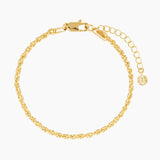 A gold-filled bracelet with a chain rope design, featuring a lobster clasp mechanism.
