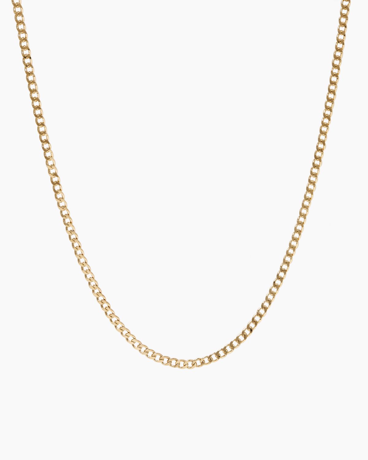 A gold-filled Cuban chain necklace with a lobster hook mechanism, displayed on a plain background.